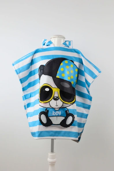 MoveBeach Çocuk Bornoz Havlu Panço Plaj Havlusu - Resim 3