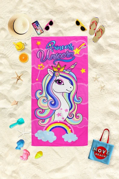 Movekids Unicorn Desenli Çocuk Plaj Havlusu
