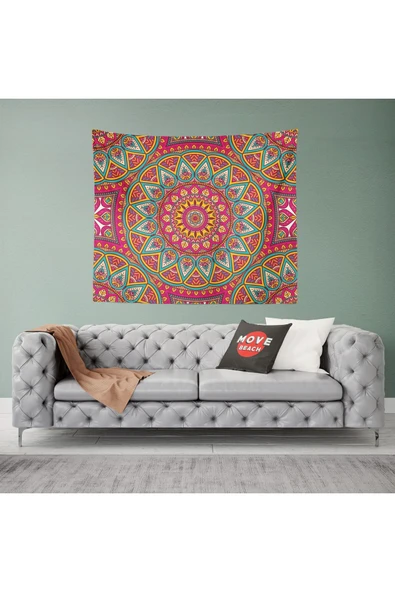 move home Mandala Desenli Kumaş Duvar Örtüsü,duvar Halısı