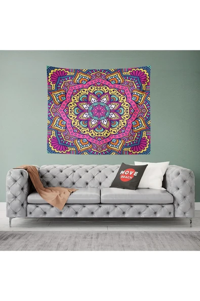 move home Mandala Desenli Kumaş Duvar Örtüsü,duvar Halısı