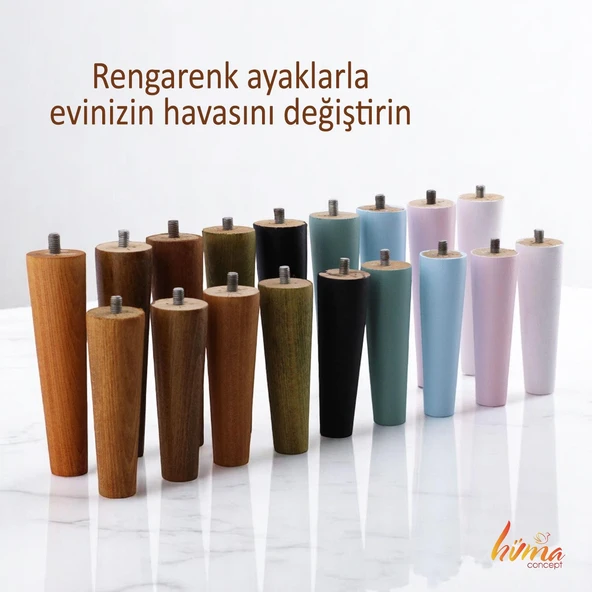 8 Adet Ahşap Ayak 15 Cm Orman Yeşili M8 Civatalı Bağlantı Aparatlı Dolap Mobilya Koltuk Kanepe Destek Ayağı Ayakları - Resim 7