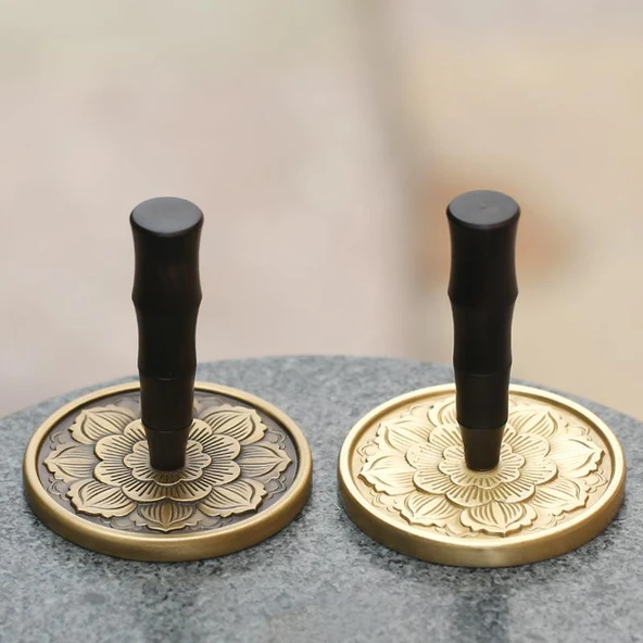 Mühür Mumu Pirinç Damga 50mm 3D Lotus Desen B + Sandal Ağacı Sap - Resim 4