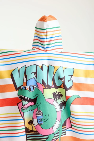 MoveBeach Desenli Çocuk Plaj Havlusu Havlu Panço - 6