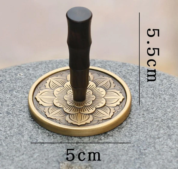Mühür Mumu Pirinç Damga 50mm 3D Lotus Desen B + Sandal Ağacı Sap - Resim 5
