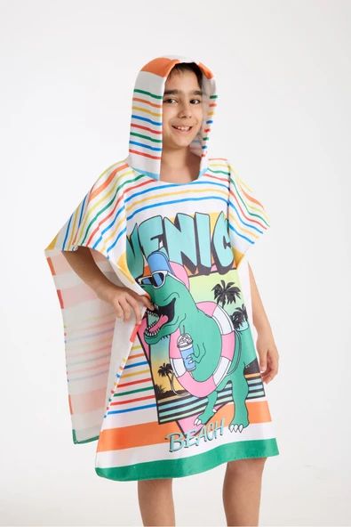 MoveBeach Desenli Çocuk Plaj Havlusu Havlu Panço - 5