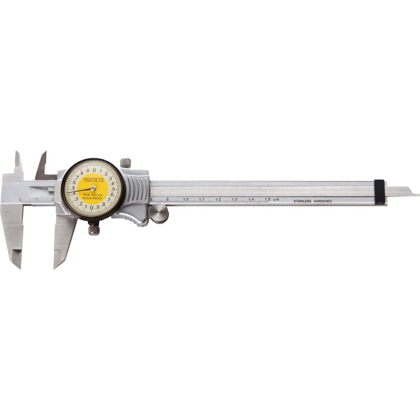 ASIMETO 0-200mmx0.02 ALÜMİNYUM KAPLI SAATLİ KUMPAS