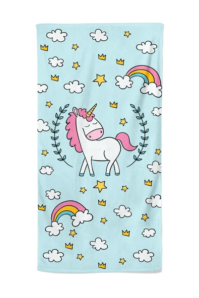 MoveBeach Unicorn Desenli Çocuk Plaj Havlusu, Banyo Havlusu - 2