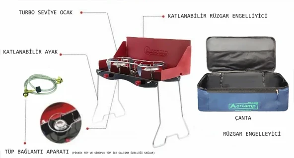 Orcamp K-629-60 Çift Ocaklı Çantalı Kamp Ocağı - 4