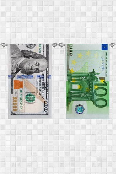 move home Çok Amaçlı Dolar Euro Desenli Dekoratif Havlu 30x50cm 2 Adet