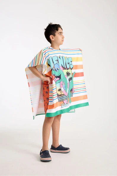 MoveBeach Desenli Çocuk Plaj Havlusu Havlu Panço - 2