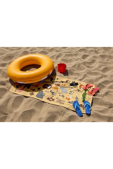 MoveBeach Desenli Çocuk Plaj Havlusu, Banyo Havlusu - 4