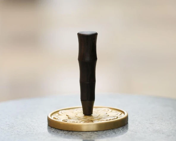 Mühür Mumu Pirinç Damga 50mm 3D Lotus Desen A + Sandal Ağacı Sap - Resim 4