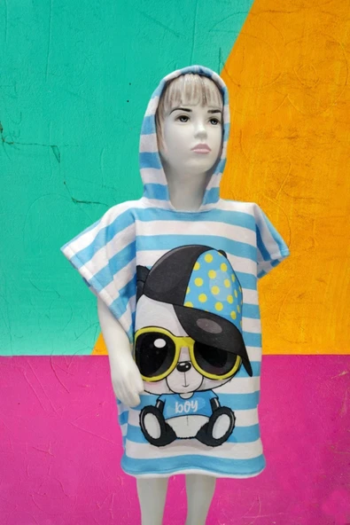 MoveBeach Çocuk Bornoz Havlu Panço Plaj Havlusu ürün görseli