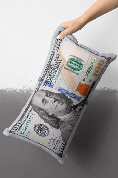 move home Dekoratif Kırlent Çift Taraf Dolar Desenli 30x50cm Içi Dolgulu