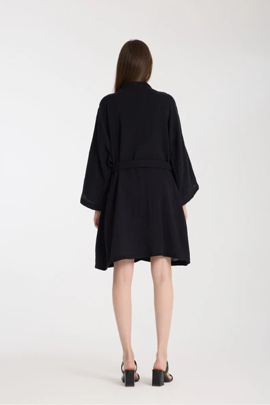 MoveBeach İki Katlı Müslin kumaş Kimono pareo normal boy - Resim 6