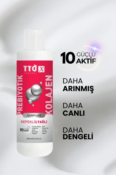 TTO-X Prebiyotik & Kolajen Kepekli ve Yağlı Saçlar Şampuan 250ml - 3