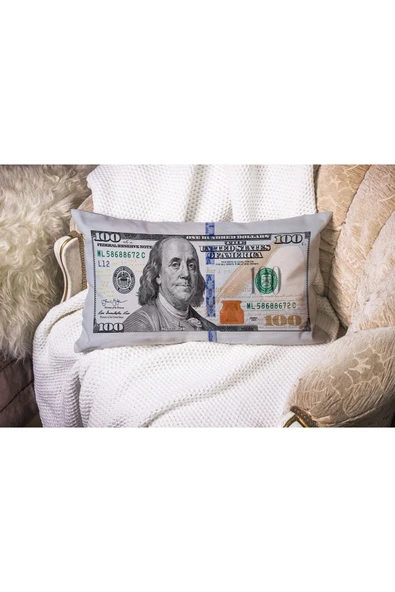 move home Dekoratif Kırlent Çift Taraf Dolar Desenli 30x50cm Içi Dolgulu - 5