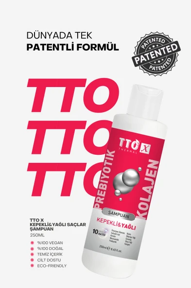 TTO-X Prebiyotik & Kolajen Kepekli ve Yağlı Saçlar Şampuan 250ml - 6