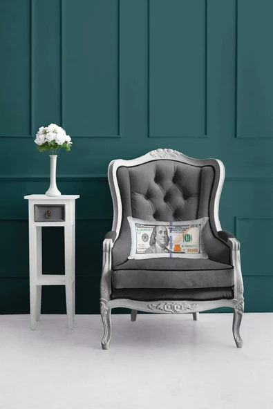 move home Dekoratif Kırlent Çift Taraf Dolar Desenli 30x50cm Içi Dolgulu - 2