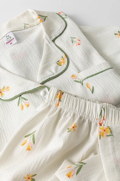 Uzun Kol Gömlek Yaka Kadın Pinterest Pijama Takımı - Mevsimlik Kadın Pijama- Geniş Beden Aralığı - 10