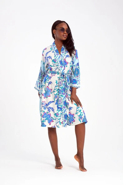 MoveBeach Desenli kaftan kimono & pareo kısa boy - 6