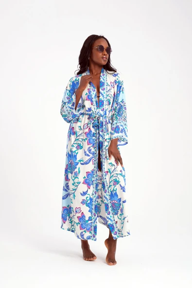 MoveBeach Desenli kaftan kimono & pareo uzun boy - 5
