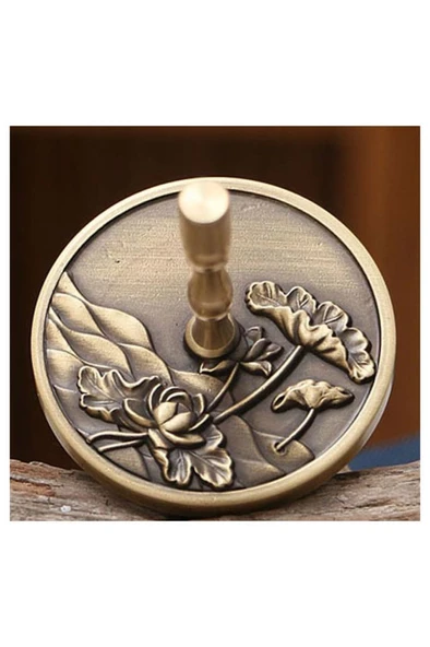 Mühür Mumu Pirinç Damga 50mm 3D Su Zambağı B Desen Pirinç Saplı ürün görseli