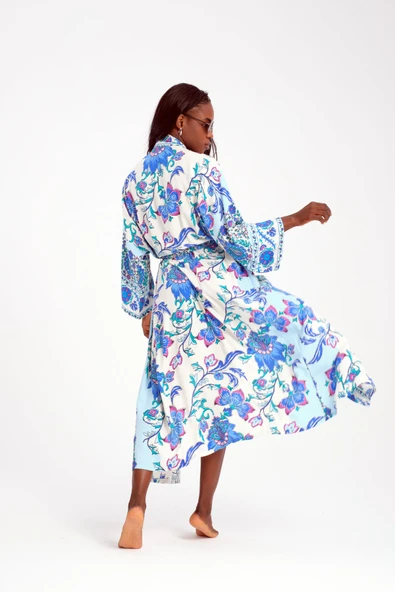 MoveBeach Desenli kaftan kimono & pareo uzun boy - 6