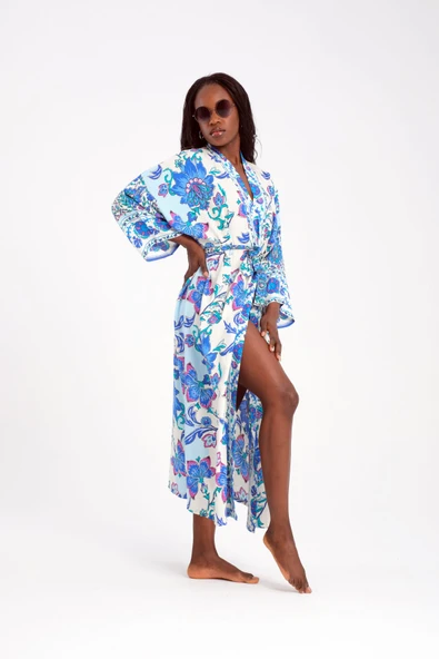 MoveBeach Desenli kaftan kimono & pareo uzun boy - 2