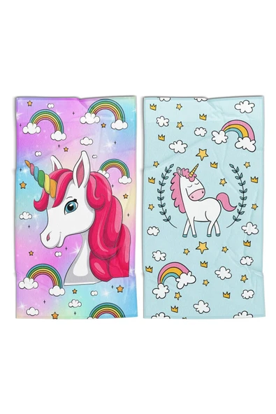 move home Çok Amaçlı Unicorn Desenli Dekoratif Havlu 30x50cm 2 Adet - 2