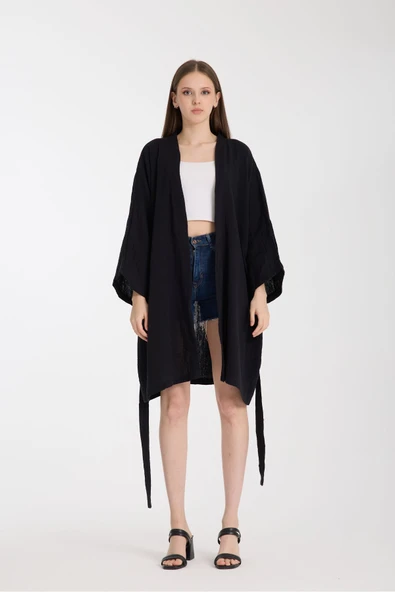 MoveBeach İki Katlı Müslin kumaş Kimono pareo normal boy