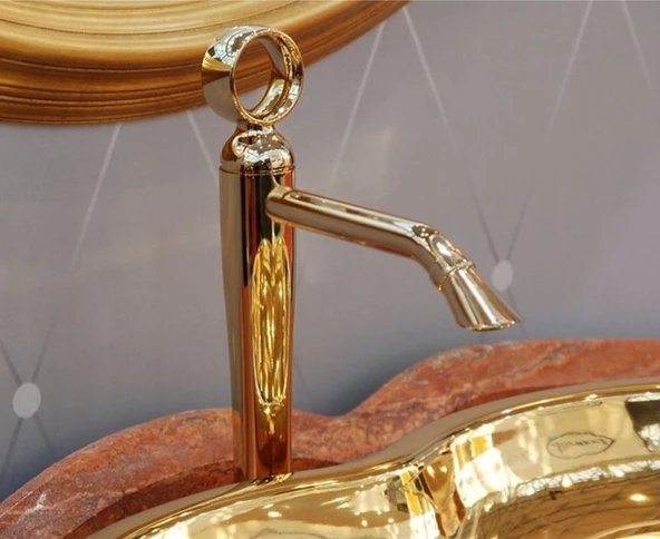 İtalyan Webert Opera Yüksek Lavabo Bataryası - Altın - sifon kumandalı - 2