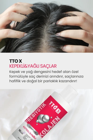 TTO-X Prebiyotik & Kolajen Kepekli ve Yağlı Saçlar Şampuan 250ml - 2