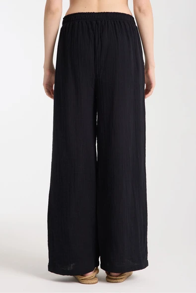 MoveBeach Kadın cepli pantolon çift katlı pamuklu müslin kumaş - 6