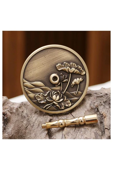 Mühür Mumu Pirinç Damga 50mm 3D Su Zambağı B Desen Pirinç Saplı - 3