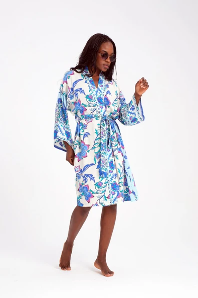 MoveBeach Desenli kaftan kimono & pareo kısa boy - 2