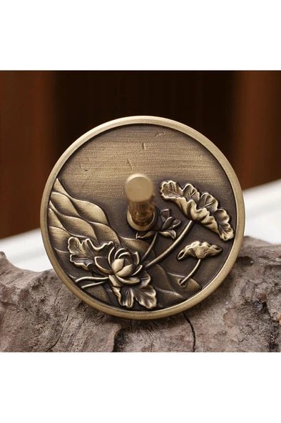 Mühür Mumu Pirinç Damga 50mm 3D Su Zambağı B Desen Pirinç Saplı - 6