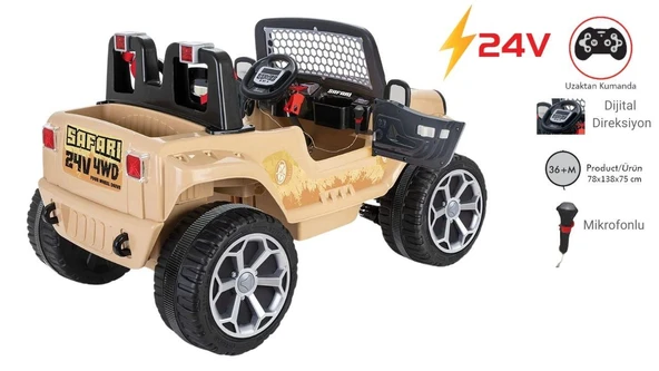 PİLSAN AKÜLÜ ARABA 24 V SAFARİ KUMANDALI 4X4 - Resim 2