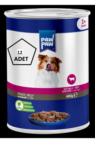 PAW PAW  Biftek Etli Yetişkin Köpek Konservesi 400Gr 12'li