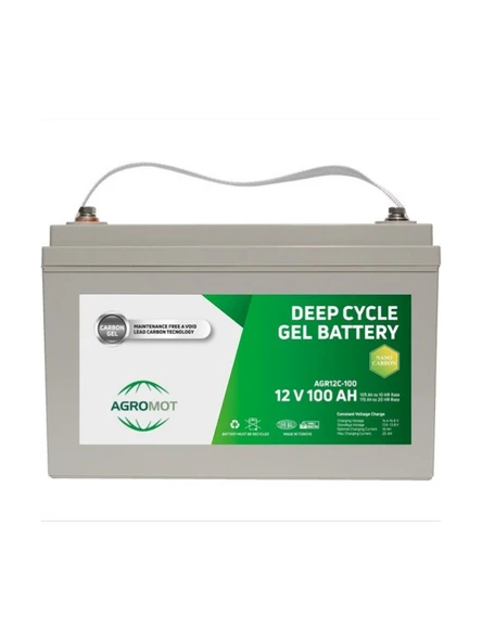 Agromot 12V 100Ah Deep Cycle Nano Karbon 20HR Jel Akü