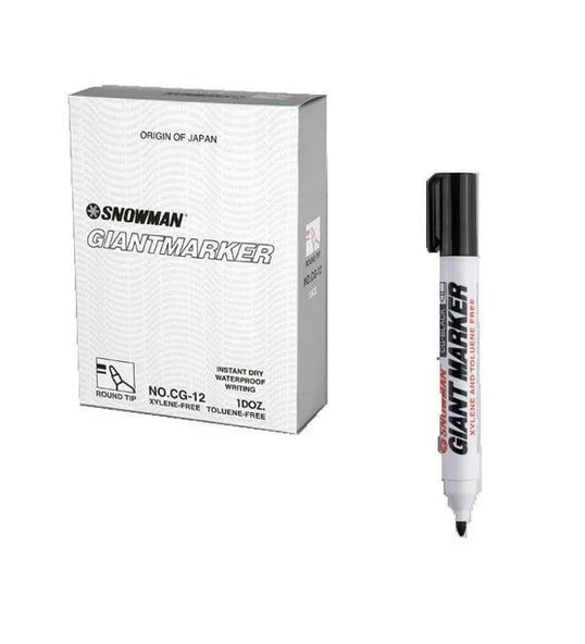 SNOWMAN KESİK UÇ PERMANT MARK KIRMZI KLİPS KAPAK 12 ADET - 2