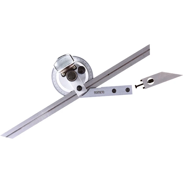 ASIMETO 300mm AÇI ÖLÇER 1-ÇUBUK BÜYÜTEÇLİ