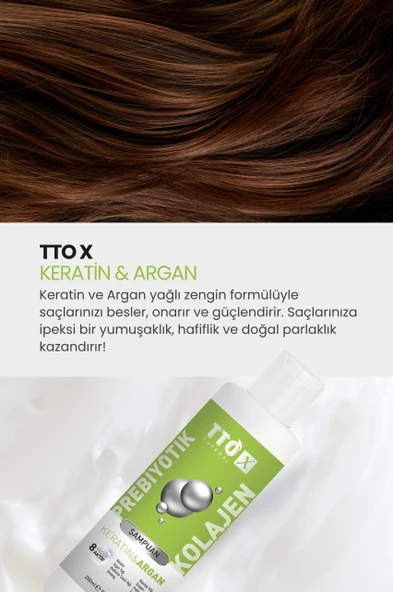 TTO-X Prebiyotik & Kolajen Keratin ve Argan 250ml  ( Cocamidopropyl,Butyrospermum,Niacinamide,) - 2