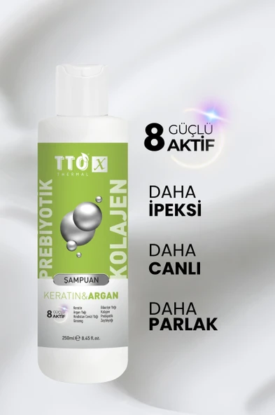 TTO-X Prebiyotik & Kolajen Keratin ve Argan 250ml  ( Cocamidopropyl,Butyrospermum,Niacinamide,) - 3