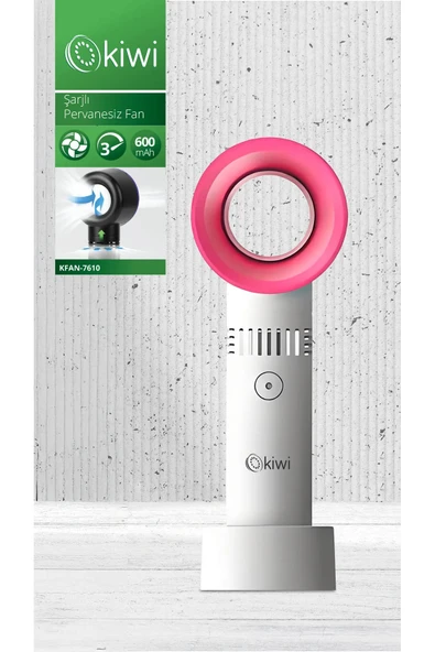 Kiwi Kfan-7610 Şarjlı Ultra Sessiz Pervanesiz Taşınabilir El Fanı ürün görseli