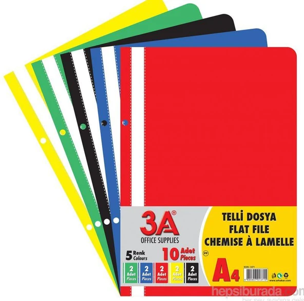 3A TELLİ DOSYA 10 LU 5 RENK
