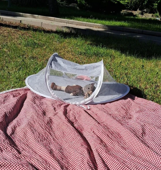 Katlanabilir Mavi Bebek Cibinlik Tül Sineklik Haşere Koruyucu Portatif Bebek Gölgelik Çadırı - 2