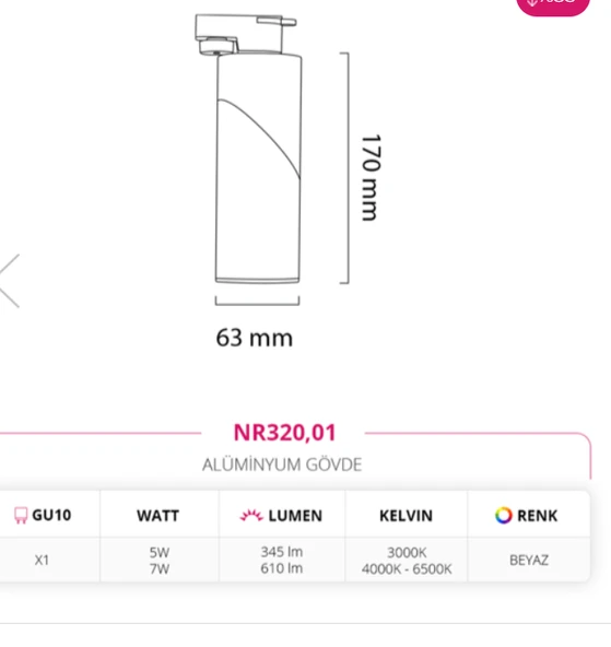 Dekoratif Ray Spot Beyaz - 4