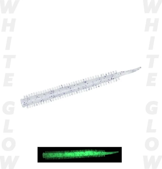 Fujin Yummy Sandworm Silikon Yem Pearl White Glow 7cm. Pearl White Glow - Resim 3