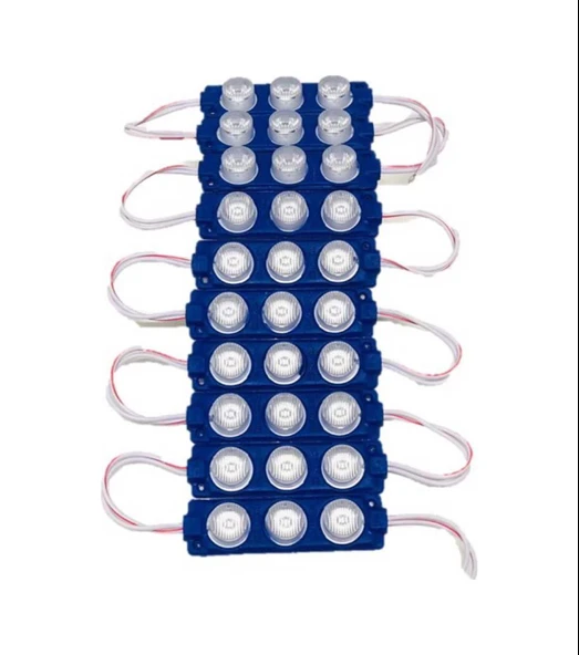 Parmak Lamba 3 Ledli Mavi 12V 10 Lu  Set